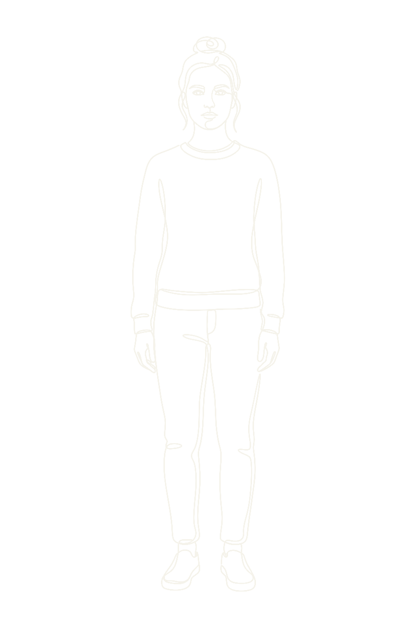 Silhouette d'une femme debout, points de signaux corporels
